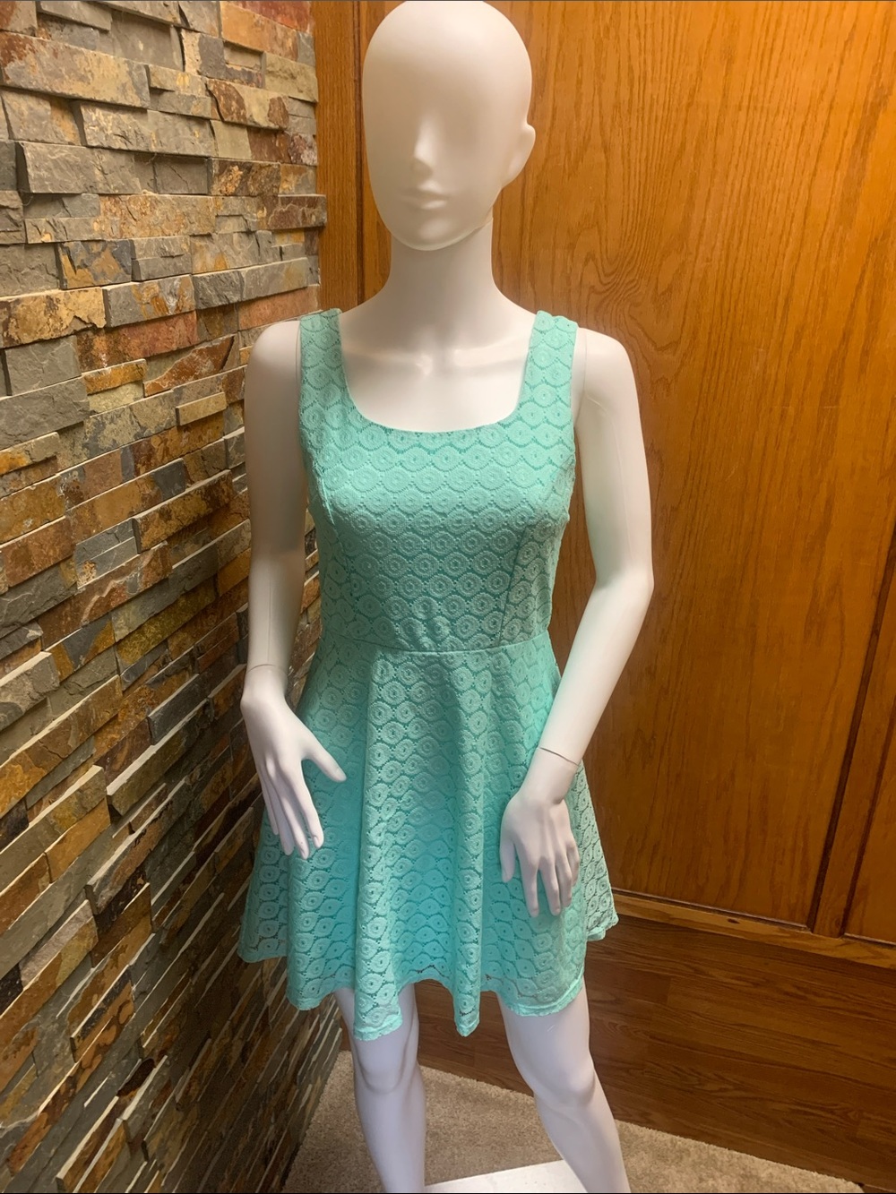 Tiffany blue Light Mint Lace Fit-and-Flare Dress